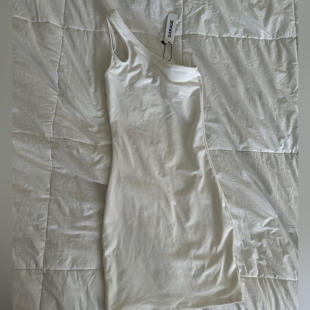 NWT GARAGE Asymmetrical One-Shoulder Cut-Out Dress White Size XXS